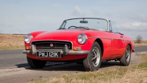 MGB Roadster sports car in red with the hood down, 1972 model. Image shot 2009. Exact date unknown.