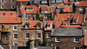 Tiled rooftops of houses in North Yorkshire, England, U.K.
