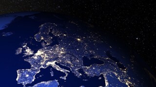 Europe from space at night from Alamy 23May24 575x375