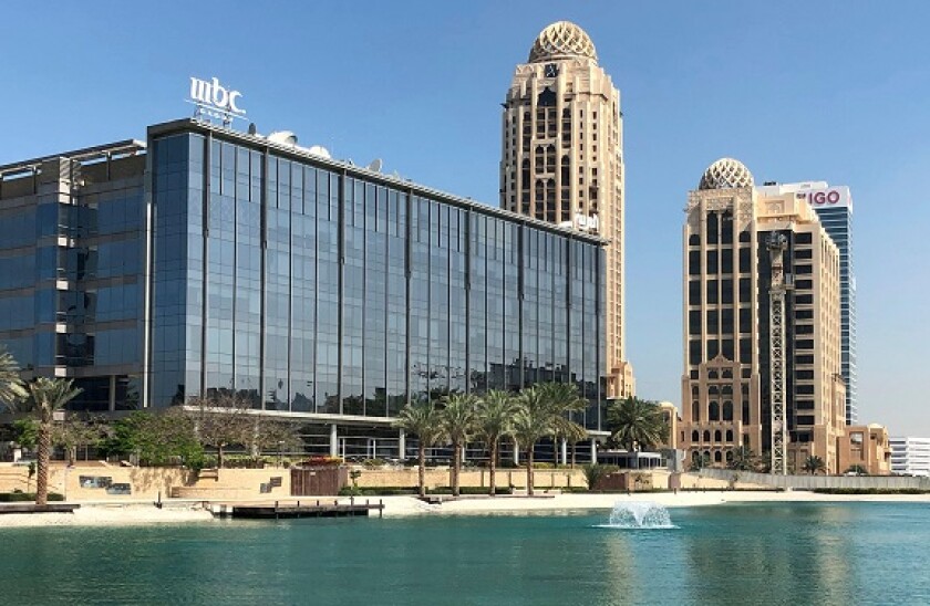 A general view of the MBC building at Media City in Dubai, United Arab Emirates, Monday, March 5, 2018. The Dubai-based MBC Group stopped broadcasting its popular Arabic-dubbed Turkish soap operas on March 1, a decision coming just after its chairman Wale