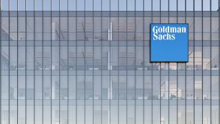 New York, NY, USA. May 2, 2022. Editorial Use Only, 3D CGI. Goldman Sachs Signage Logo on Top of Glass Building. Workplace of Investment Banking Compa