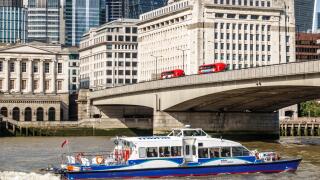 London England,UK,Thames River,London Bridge,city skyline,water,sightseeing boat,Fishmongers' Hall,livery company,guild,historic building,Grade II,Ade