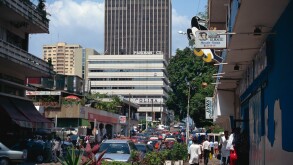 Street scene in city centre Plateau District Abidjan Ivory Coast West Africa Africa