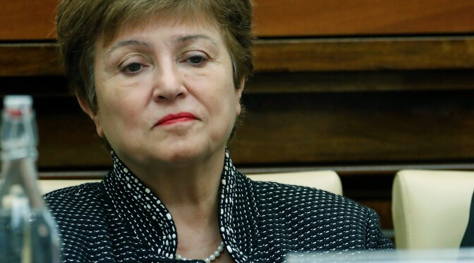 IMF Managing Director Kristalina Georgieva and Argentina's Economy Minister Martin Guzman attend a conference hosted by the Vatican on economic solidarity, at the Vatican, February 5, 2020. REUTERS/Remo Casilli