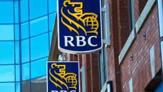 The RBC Royal Bank of Canada logo is seen in Halifax on Tuesday, April 2, 2019. New York City comptroller Brad Lander and three of the city's pension funds are offering shareholder proposals calling on several banks including Royal Bank of Canada to discl
