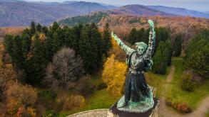 Liberty monument on Iriski venac on mountain Fruska Gora in Serbia