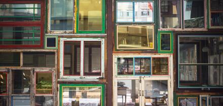 chinese old wooden windows wall