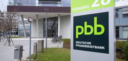 Garching, Germany. 07th Mar, 2024. The logo of Deutsche Pfandbriefbank (pbb) can be seen at the company headquarters. Following a sharp fall in profits due to the crisis on the real estate markets, Deutsche Pfandbriefbank (pbb) surprisingly does not pay i