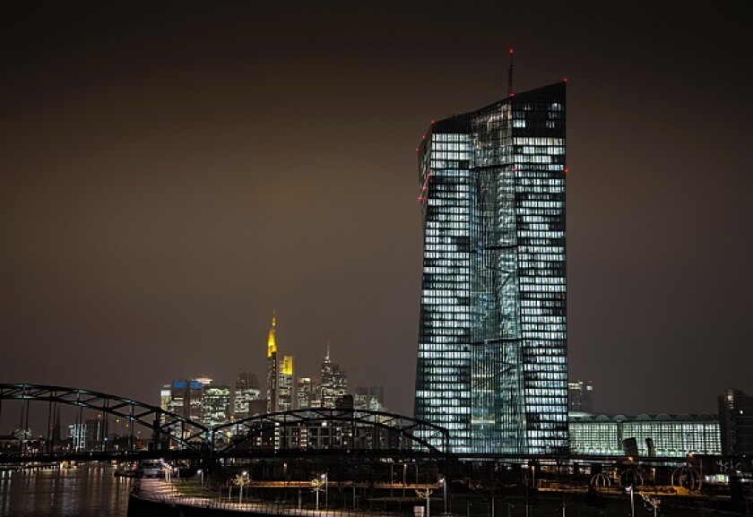 ECB at night from Alamy 11Jul22 575x375