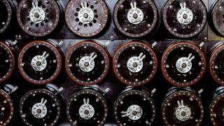 Indicator dials from the famous 'Bombe' machine at Bletchley Park used for deciphering German encrypted 'Enigma' messages.

January 2017