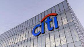 New York, USA. December 5, 2021. Editorial Use Only, 3D CGI. Citi Signage Logo on Top of Glass Building. Citigroup Workplace Financial Services Compan