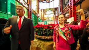 Donald Trump and Claudia Sheinbaum in  Wax museum in Mexico City CDMX. It exhibits figures and objects modeled with wax, popular characters from history, entertainment, politics and sports in their most characteristic poses. The manufacturing techniques a