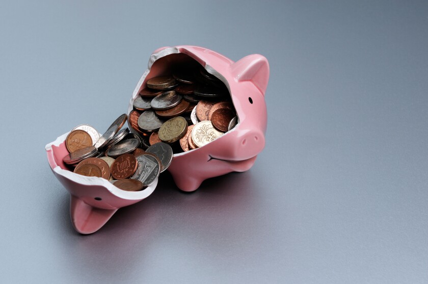 Broken piggy bank