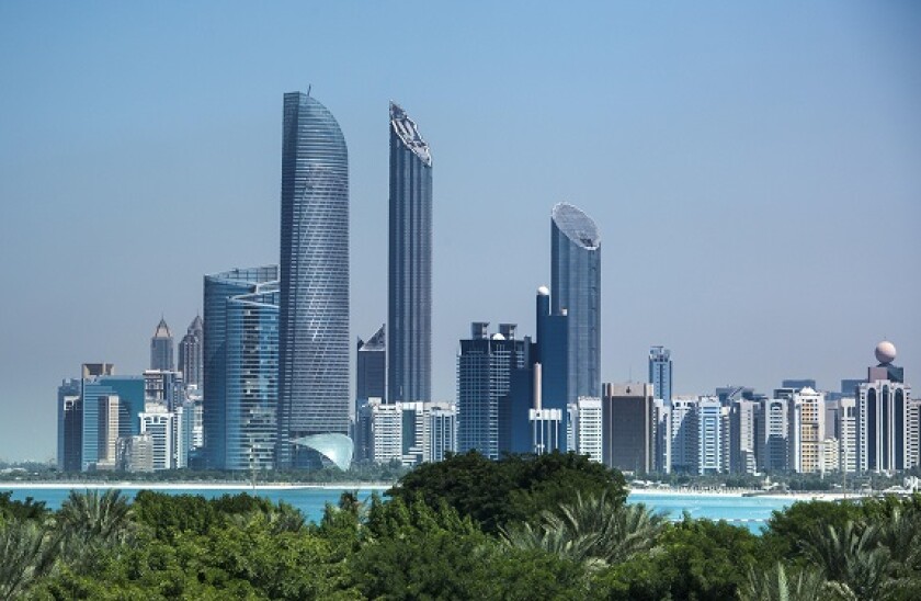 View at the skyline of Abu Dhabi,