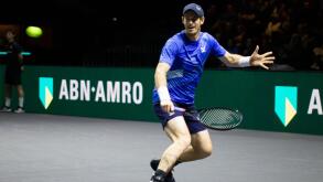Rotterdam, Netherlands. 9th Feb, 2022. Andy Murray of Britain competes against Alexander Bublik of Kazakhstan during the ABN AMRO World Tennis Tournament in Rotterdam, the Netherlands, Feb. 9, 2022. Credit: Sylvia Lederer/Xinhua/Alamy Live News