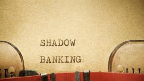 Shadow banking text written with a typewriter.