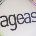 Illustration picture shows the logo of Ageas at a press conference of Ageas to present the 2016 year results, Wednesday 15 February 2017 in Brussels. Ageas N.V./S.A. is a Belgium-Dutch multinational insurance company co-headquartered in Brussels, Belgium 