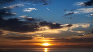 Summer sunrise over the Thames Estuary, Kent, United Kingdom