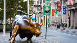 Charging Bull in the financial district of New York City, near Wall Street