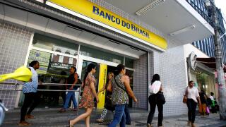 salvador, bahia / brazil - september 24, 2014: View of the facade of the Banco do Brasil branch in Salvador city center. *** Local Caption ***