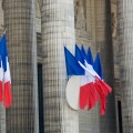 French flags at the Pantheon Paris France. Image shot 2008. Exact date unknown.