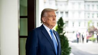 President Donald Trump greets Prime Minister Gahr Store of Norway, Thursday, April 24, 2025, at the West Wing Lobby of the White House.