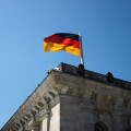 German flag on the parliament building in Berlin