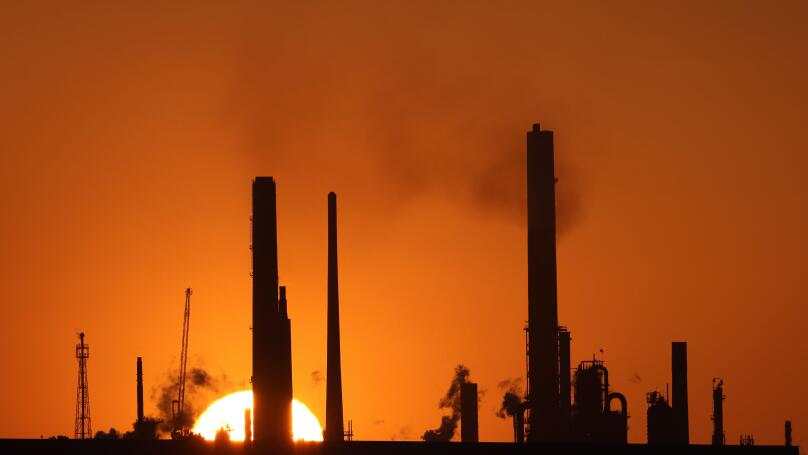 Sunset at Fawley Oil Refinery, Hampshire, UK