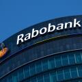 Rabobank logo at the entrance of the headquarters Building.