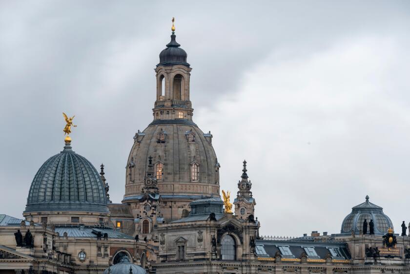 Germany, Saxony. Dresden, Art Academy and Frauenkirche in Dresden, Free State of Saxony.