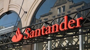 dh  HARROGATE NORTH YORKSHIRE Santander UK bank sign Abbey building Society logo