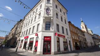 picture of an Nova KBM Banka sign on their office for Ljubljana, Slovenia. Nova kreditna banka Maribor is a retail, commercial and investment bank fro