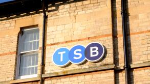 Midsomer Norton. a small town in Somerset UK. TSB sign on the  Midsomer Norton branch