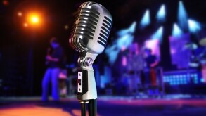 Vintage microphone at concert