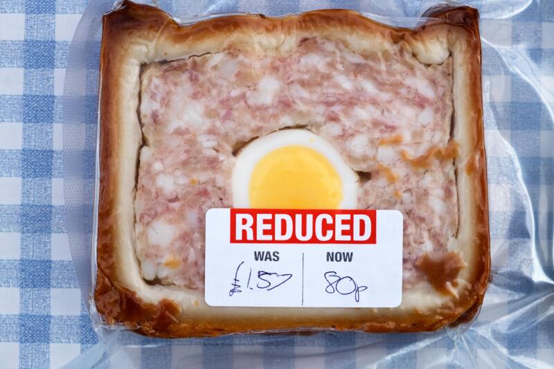 Reduced price slice of pork pie
