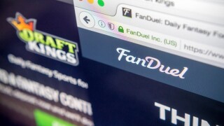 The websites of the fantasy sports sites DraftKings and FanDuel are seen on a computer screen on Tuesday, June 14, 2016. DraftKings and FanDuel are reported to be discussing a merger agreement. (© Richard B. Levine)