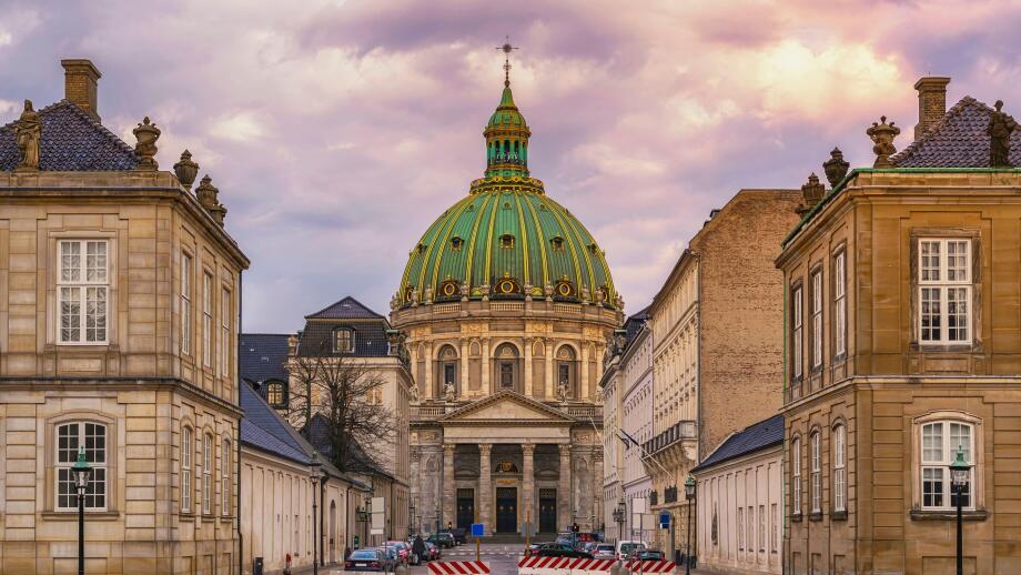 Copenhagen Denmark, city skyline at Amalienborg Palace