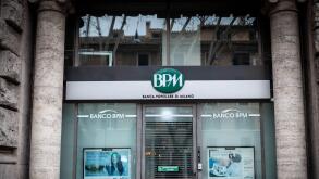 ROME, ITALY - JANUARY 15, 2025: Facade of Banco BPM (Banca Popolare di Milano) branch shows green BPM logo; banco Popolare di Milano is an italian ret