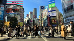 People cross Shibuya Scramble Crossing in Tokyo on Jan. 30, 2024. ( The Yomiuri Shimbun via AP Images )