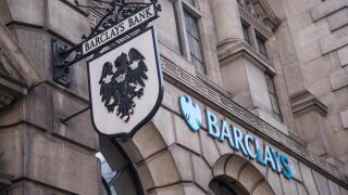 Barclays Bank sign with crest on 19 Fleet Street, London, England