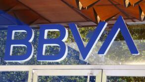 BBVA logo seen in Barcelona.
