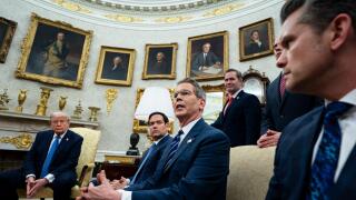 Washington, United States Of America. 24th Apr, 2025. From left to right: United States President Donald Trump, US Secretary of State Marco Rubio, US Secretary of the Treasury Scott Bessent, National Security Advisor Michael Waltz, and US Secretary of Def