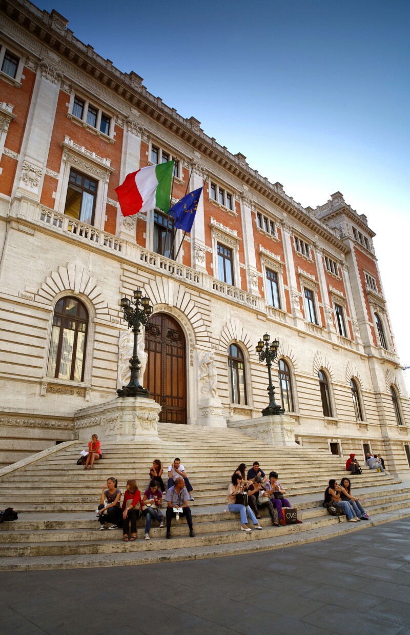 The Palazzo Montecitorio in Rome, Italy, the Italian Parliament building.