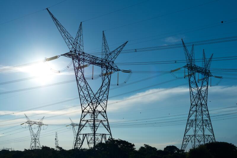 Electric power lines coming out from a substation at Foz do Iguazu, Parana State, Brazil