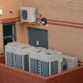 Air sourced heat pumps used to heat offices in Barnstaple north devon england