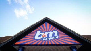 B&M Bargains store against a blue sky in Southampton