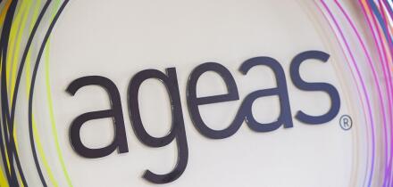 Illustration picture shows the logo of Ageas at a press conference of Ageas to present the 2016 year results, Wednesday 15 February 2017 in Brussels. Ageas N.V./S.A. is a Belgium-Dutch multinational insurance company co-headquartered in Brussels, Belgium 