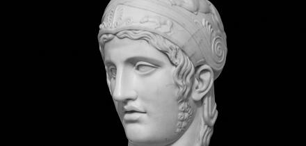 A statue of the ancient Greek god of war. Ares is the son of Zeus and Hera. One of the twelve gods of Olympus isolated on black