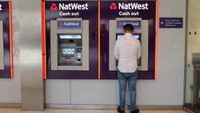 NatWest cash machines in London, England.