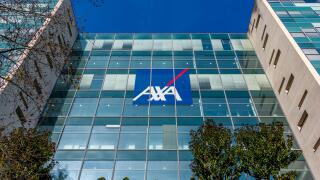 Facade of the Axa headquarters, in the Paris La Defense business district. Axa is a French international insurance and asset management group